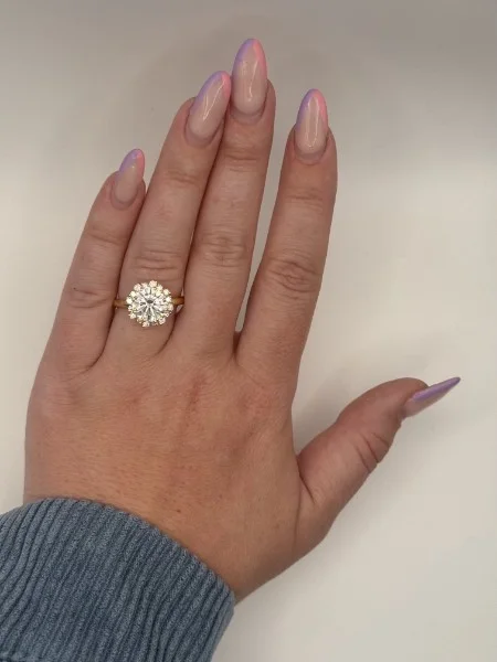 Blossom as the Rose round halo custom engagement ring